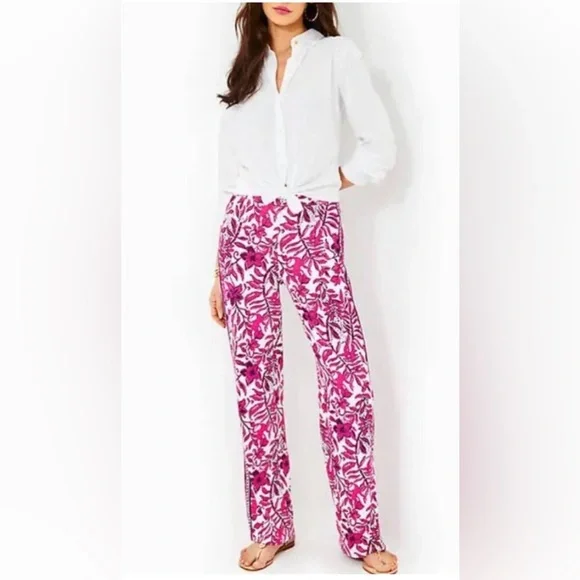 NWT Lilly Pulitzer- UPF 50+ 32" Grenada Knit Pant XL Elderflower - Picture 2 of 11